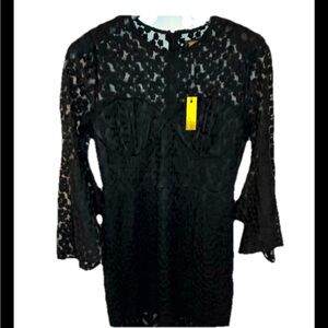 Alexia Admor NEW Black Lace Midi Dress Bell sleeve Sz 14 whimsigoth romantic